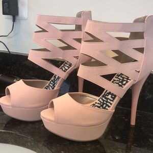 Women’s Powder pink sexy platform strappy heels
